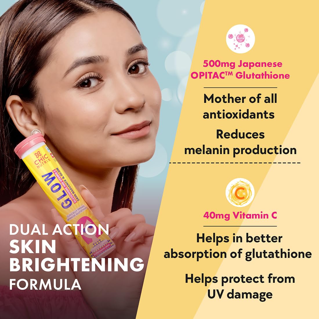 Fast&Up Chic Nutrix Glow Glutathione+Vit.C 20 Effervescent Tablets