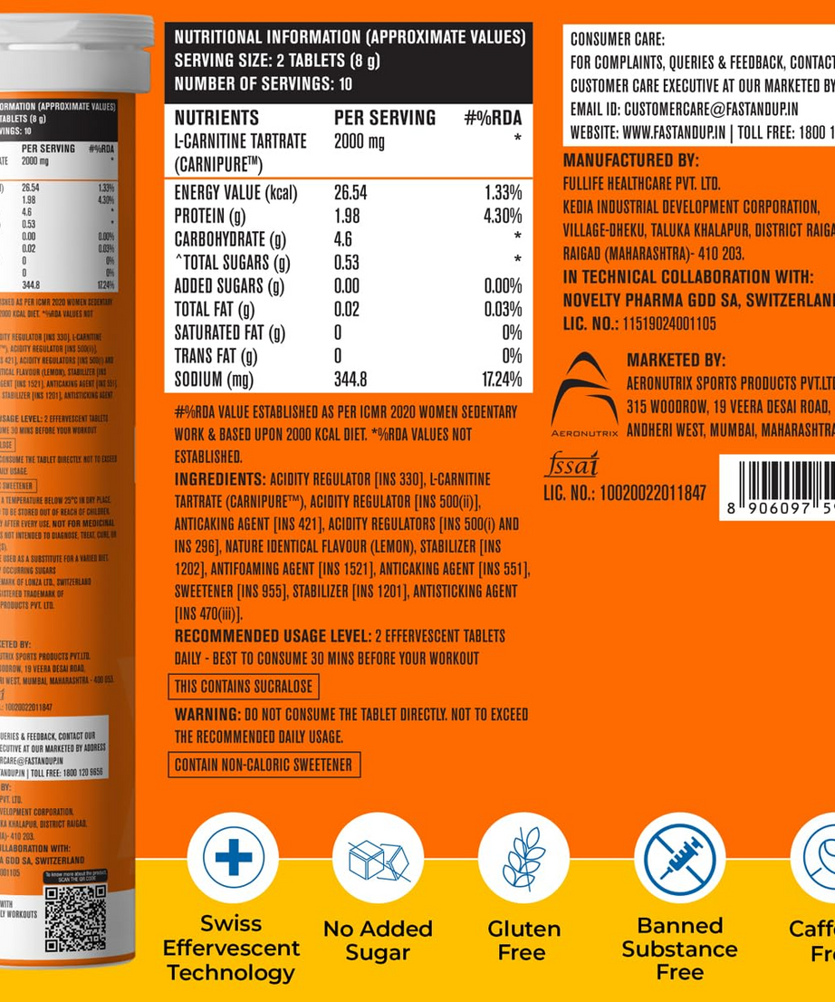 Fast&Up Leanbody L-carnitine 2000mg Lemon Flavour
