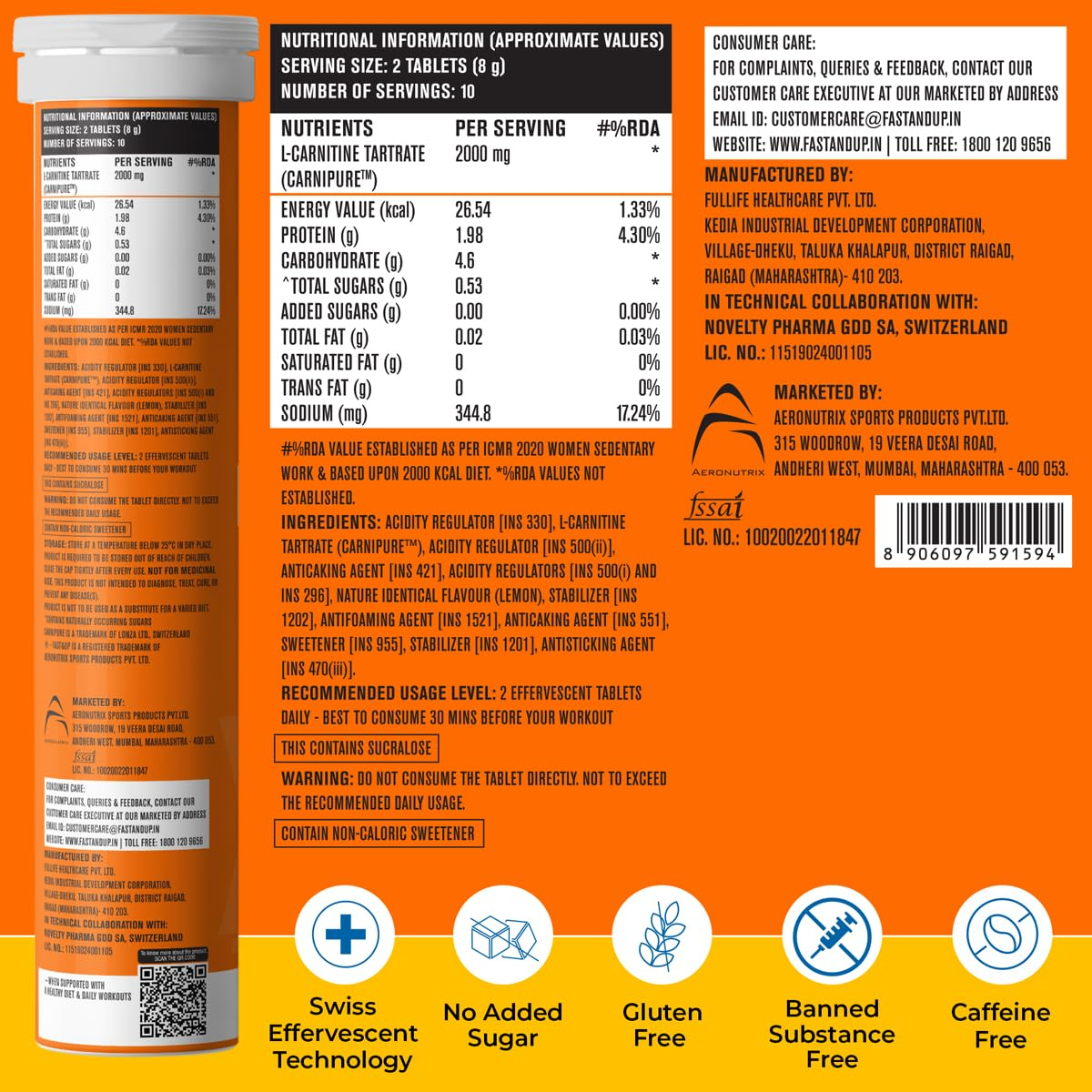 Fast&Up Leanbody L-carnitine 2000mg Lemon Flavour
