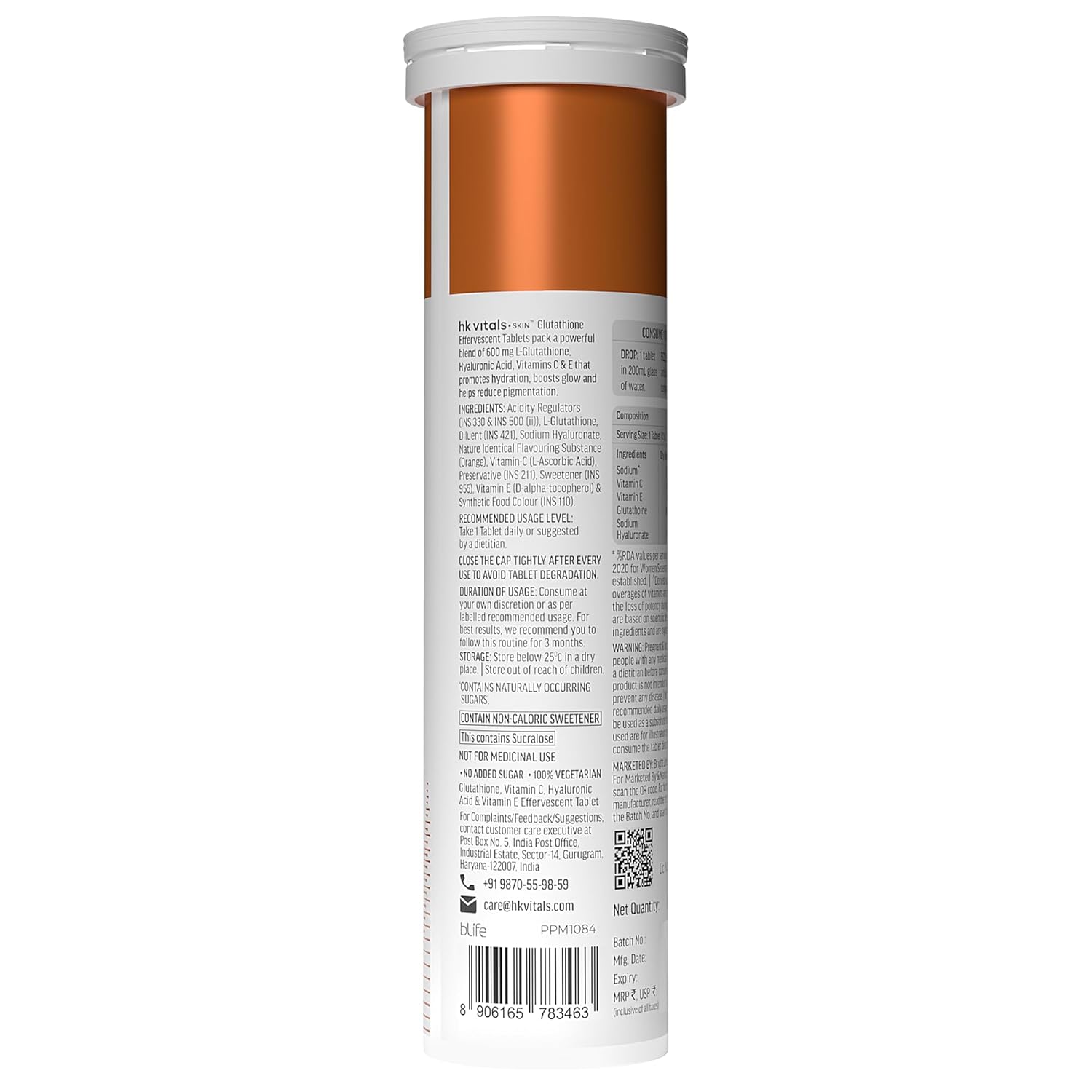 Hk Vitals Skin Glutathione with Vitamin C Orange Flavour 15 Effervescent Tablets