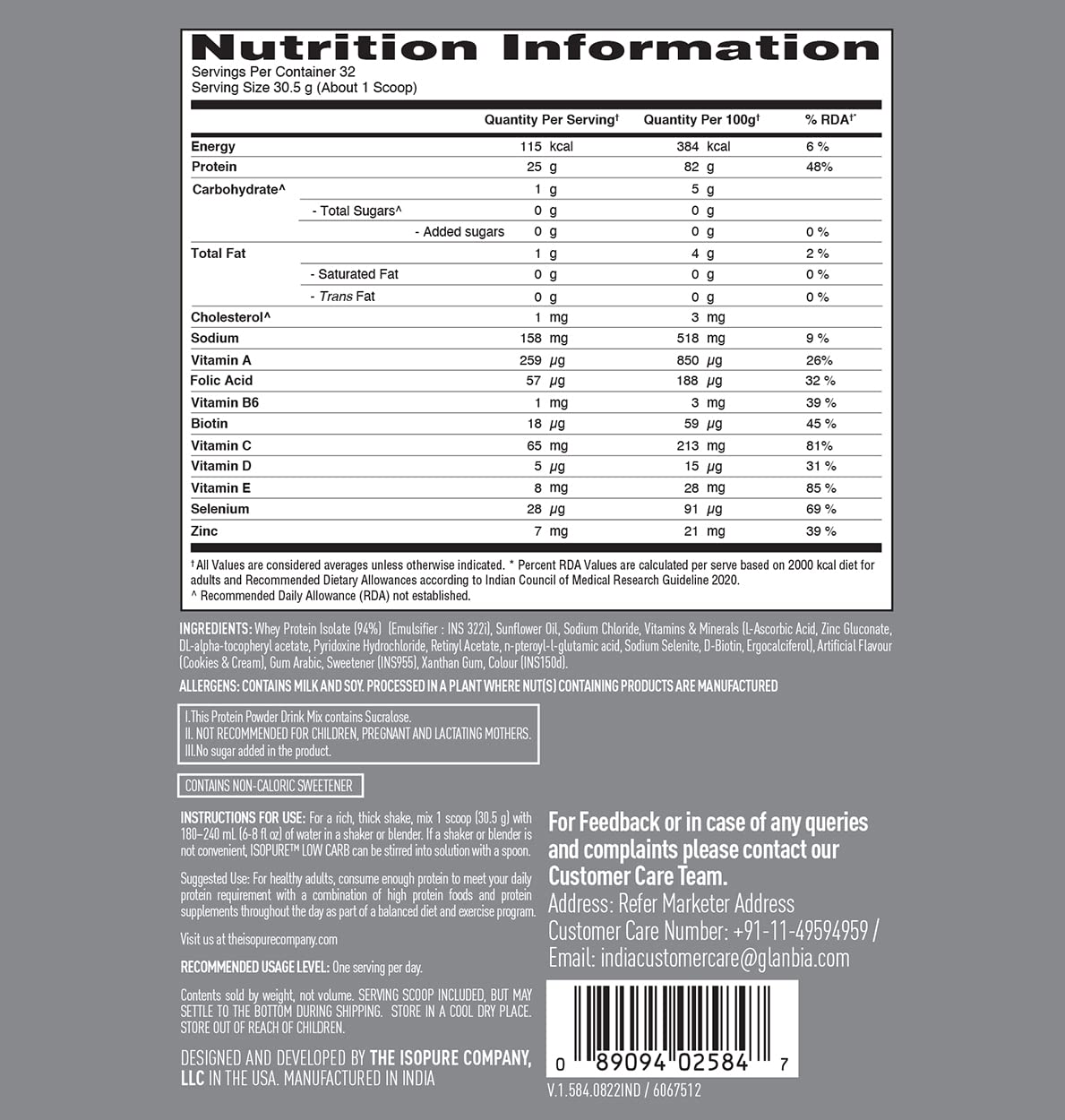 Isopure Low carb Whey Isolate 1kg