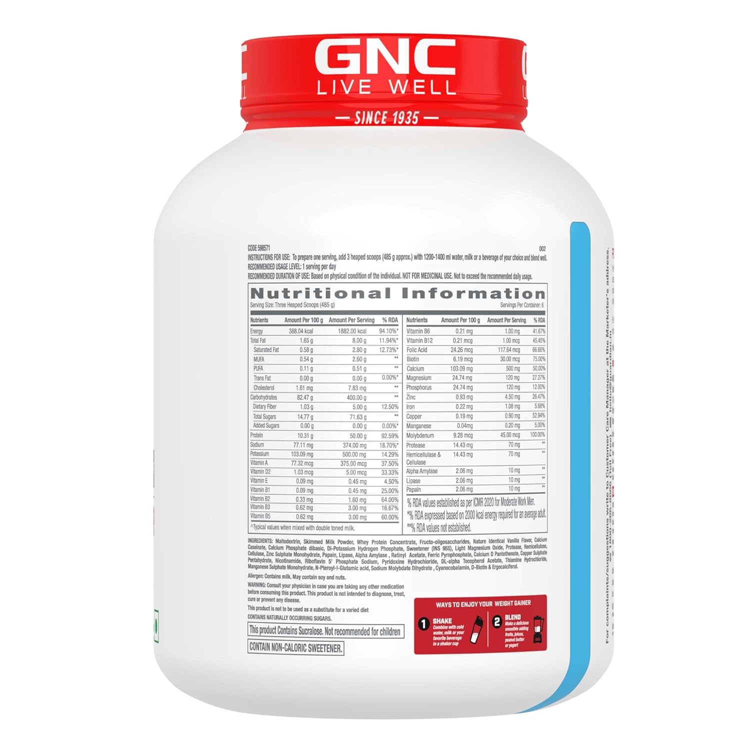 GNC Pro Performance Weight Gainer 3kg