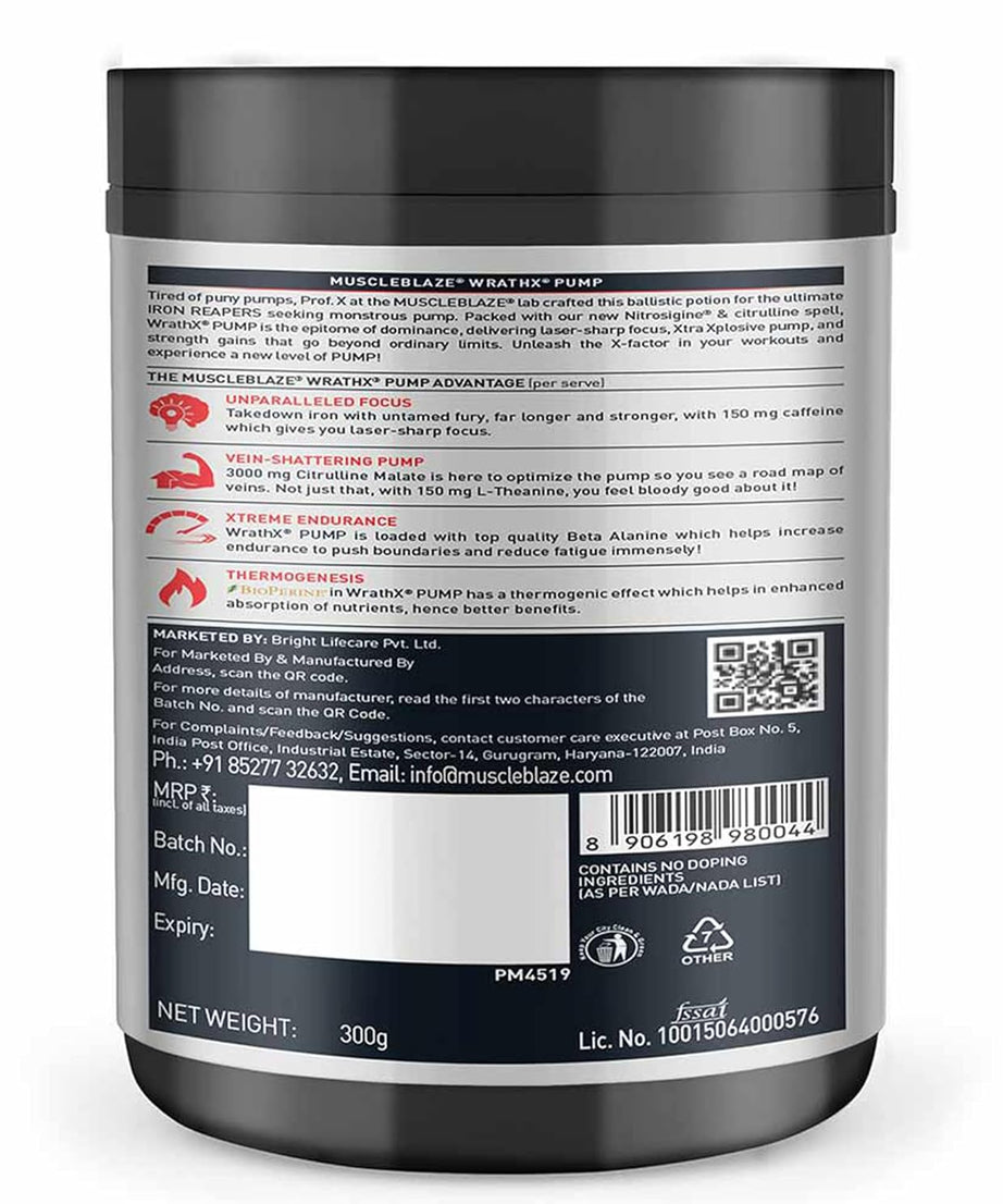 MuscleBlaze WrathX Pump 30servings