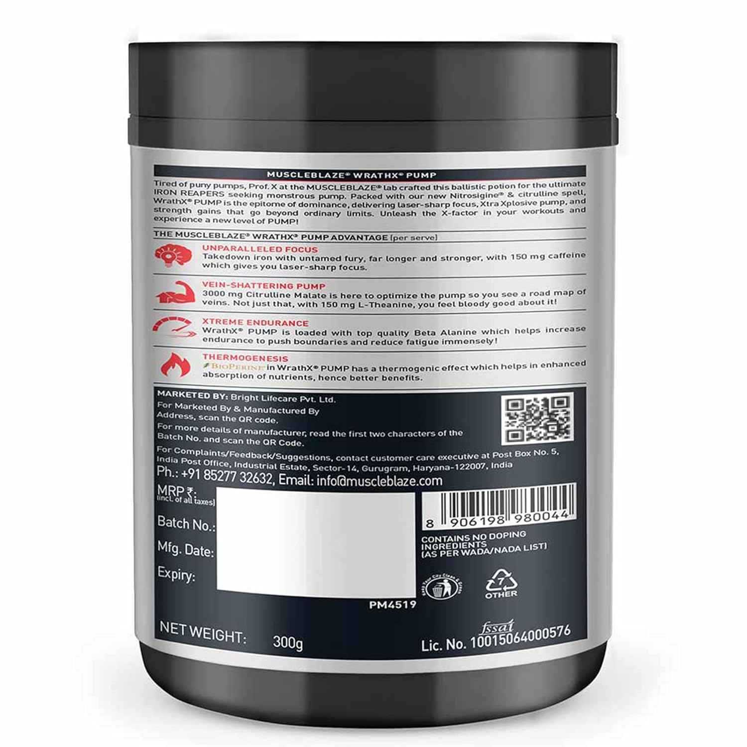 MuscleBlaze WrathX Pump 30servings