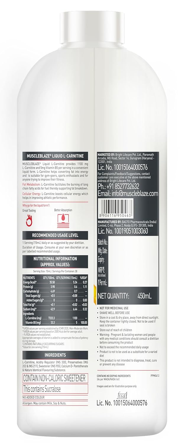 MuscleBlaze L-Carnitine 1100 Mg 450ml