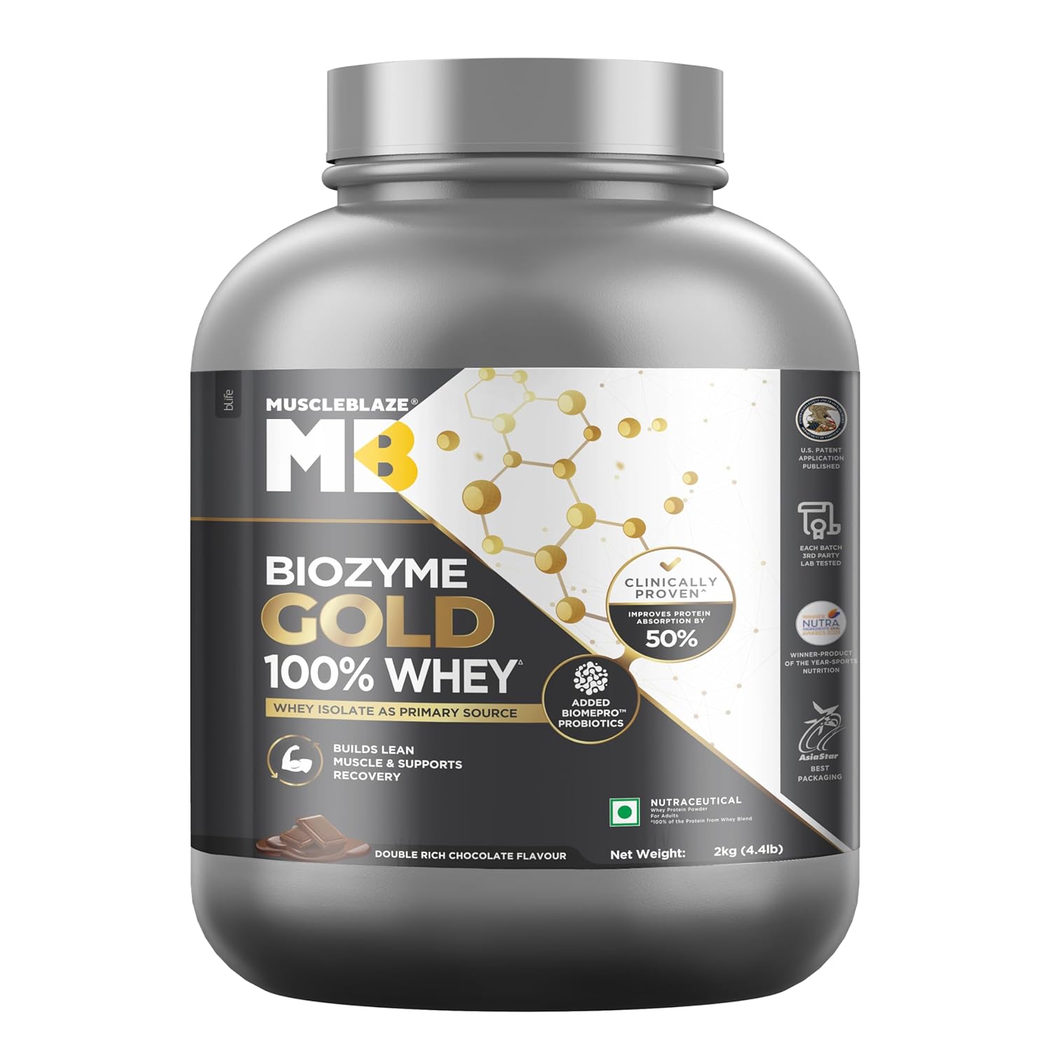 MuscleBlaze Biozyme Gold 100% Whey 2kg