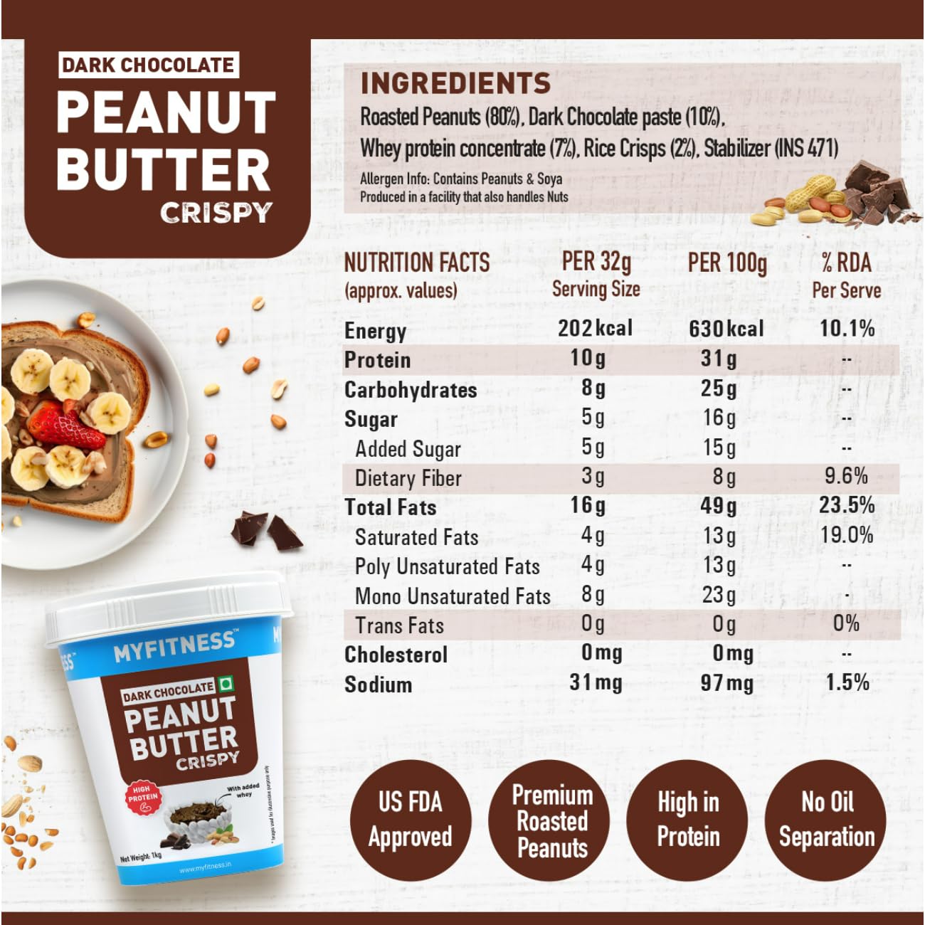 My Fitness Dark Chocolate Peanult Butter Crispy 1kg