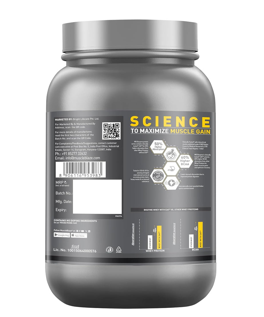 MuscleBlaze Biozyme Performance Whey 1kg
