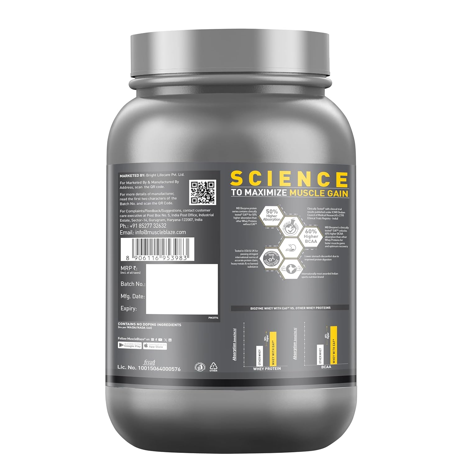 MuscleBlaze Biozyme Performance Whey 1kg