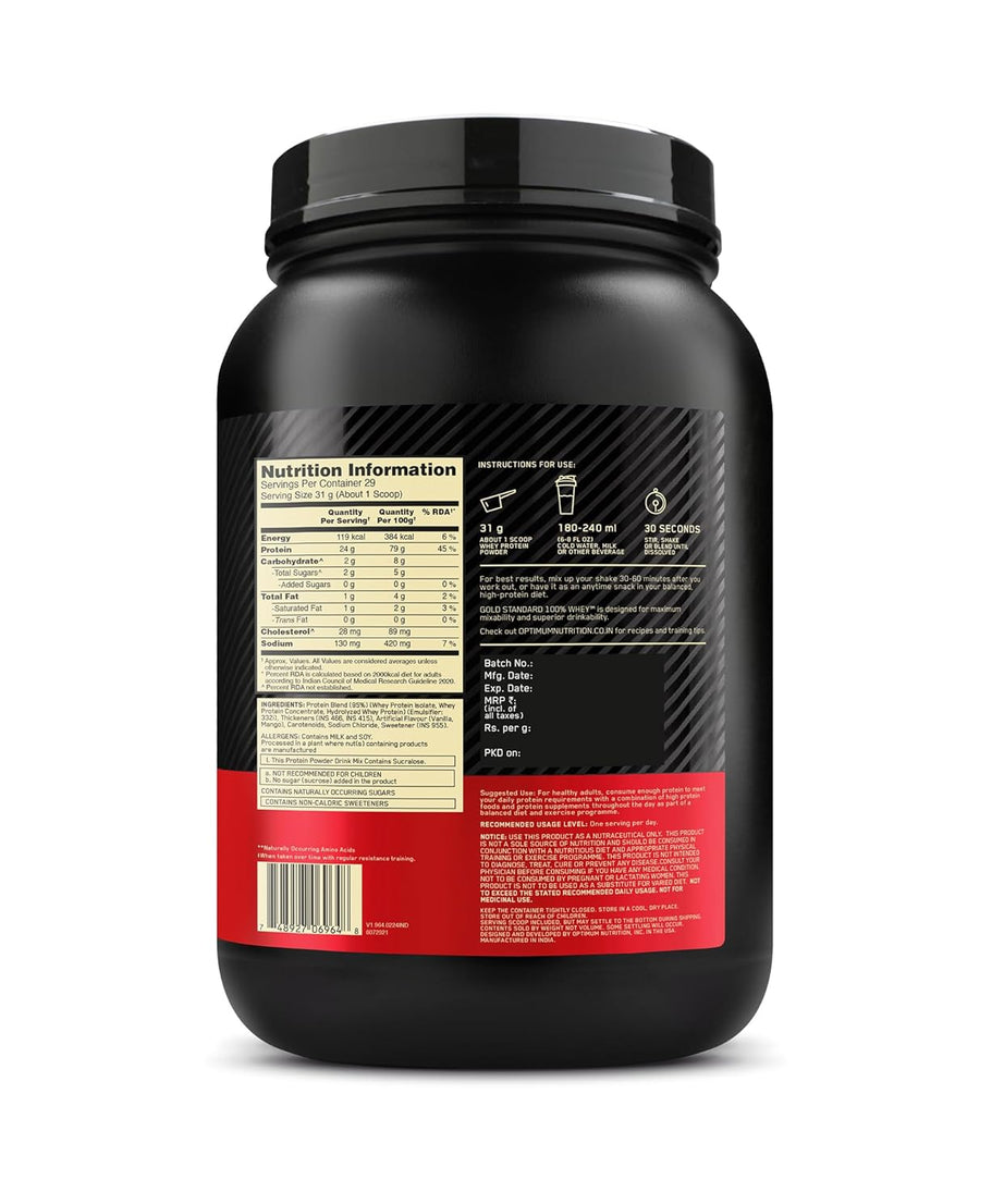 Optimum Nutrition Gold Standard 100% Whey Alphonso Mango Flavour 907g