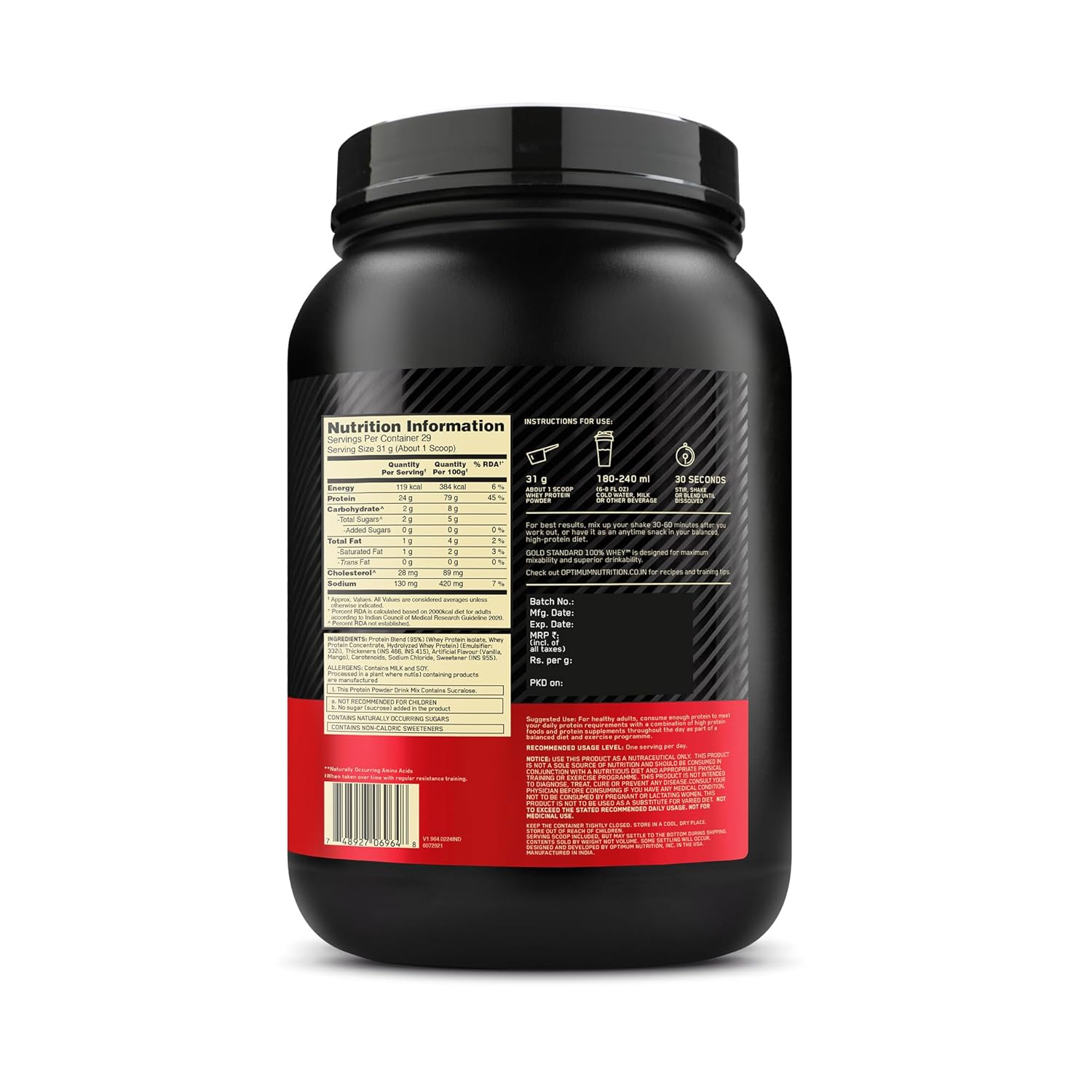 Optimum Nutrition Gold Standard 100% Whey Alphonso Mango Flavour 907g