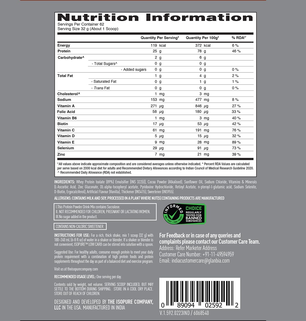 Isopure Low carb Whey Isolate 2kg