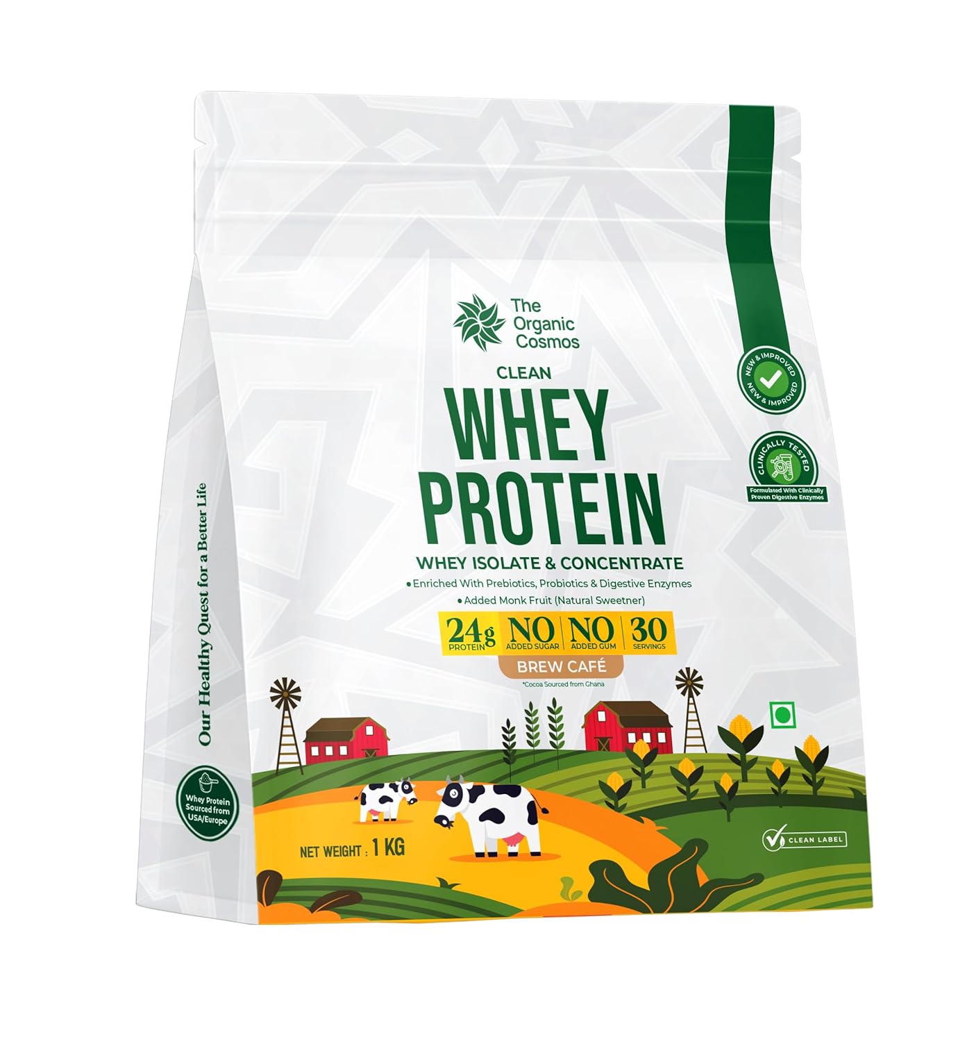 The Organic Cosmos Clean Whey Protein Isolate & Concentrate 1kg