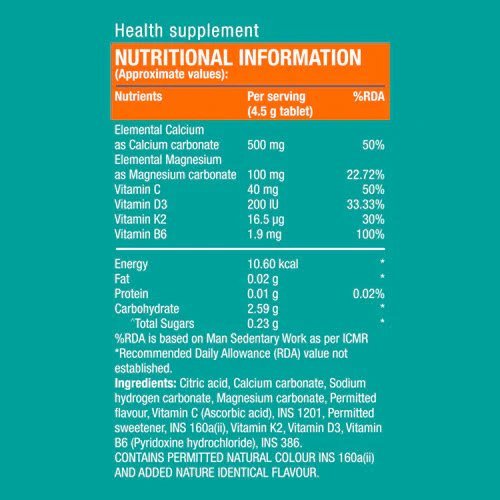 Fast&Up Fortify Calcium + D3 + K2 Effervescent -20 Orange