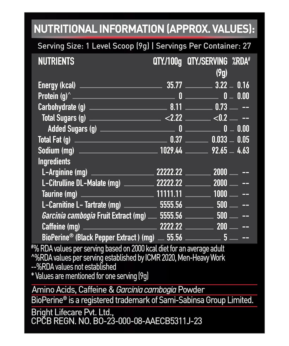 MuscleBlaze Pre-Workout Ripped 250g