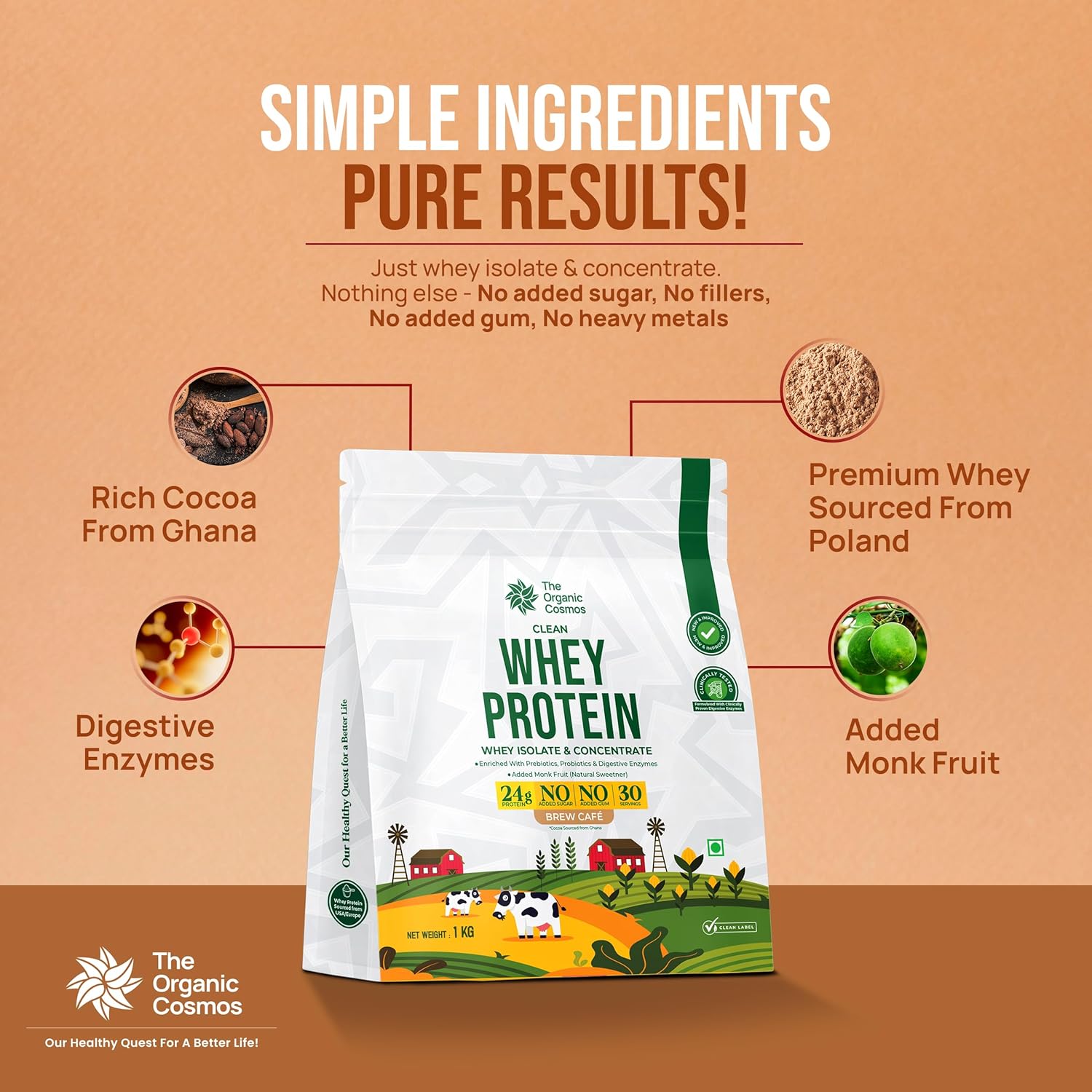 The Organic Cosmos Clean Whey Protein Isolate & Concentrate 2kg