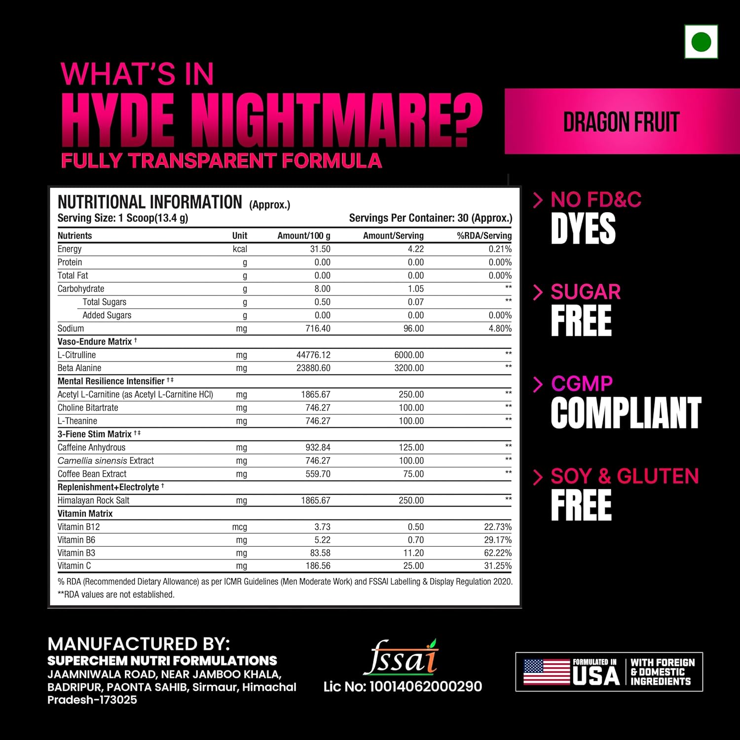 Prosupps Mr Hyde Xtreme Nightmare Pre-Workout 402g