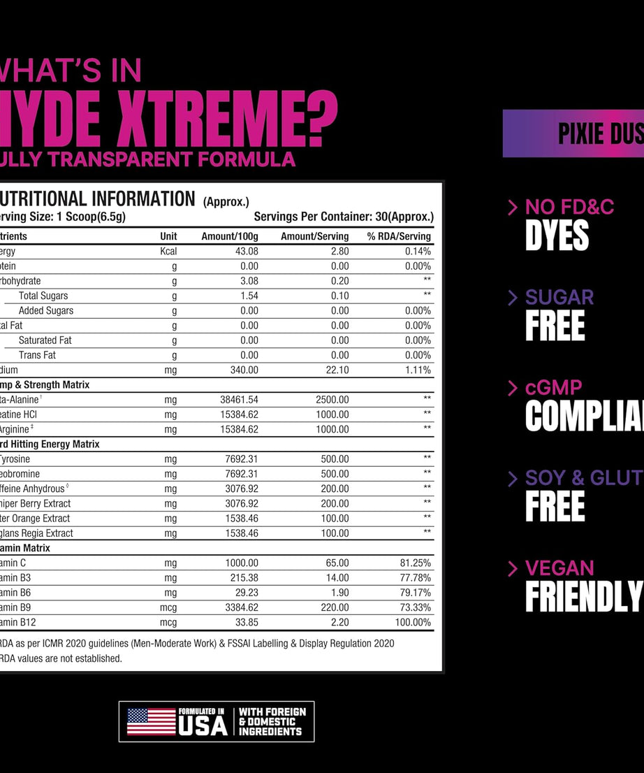 Prosupps Hyde Xtreme Hard Hitting Energy Pre Workout 30servings