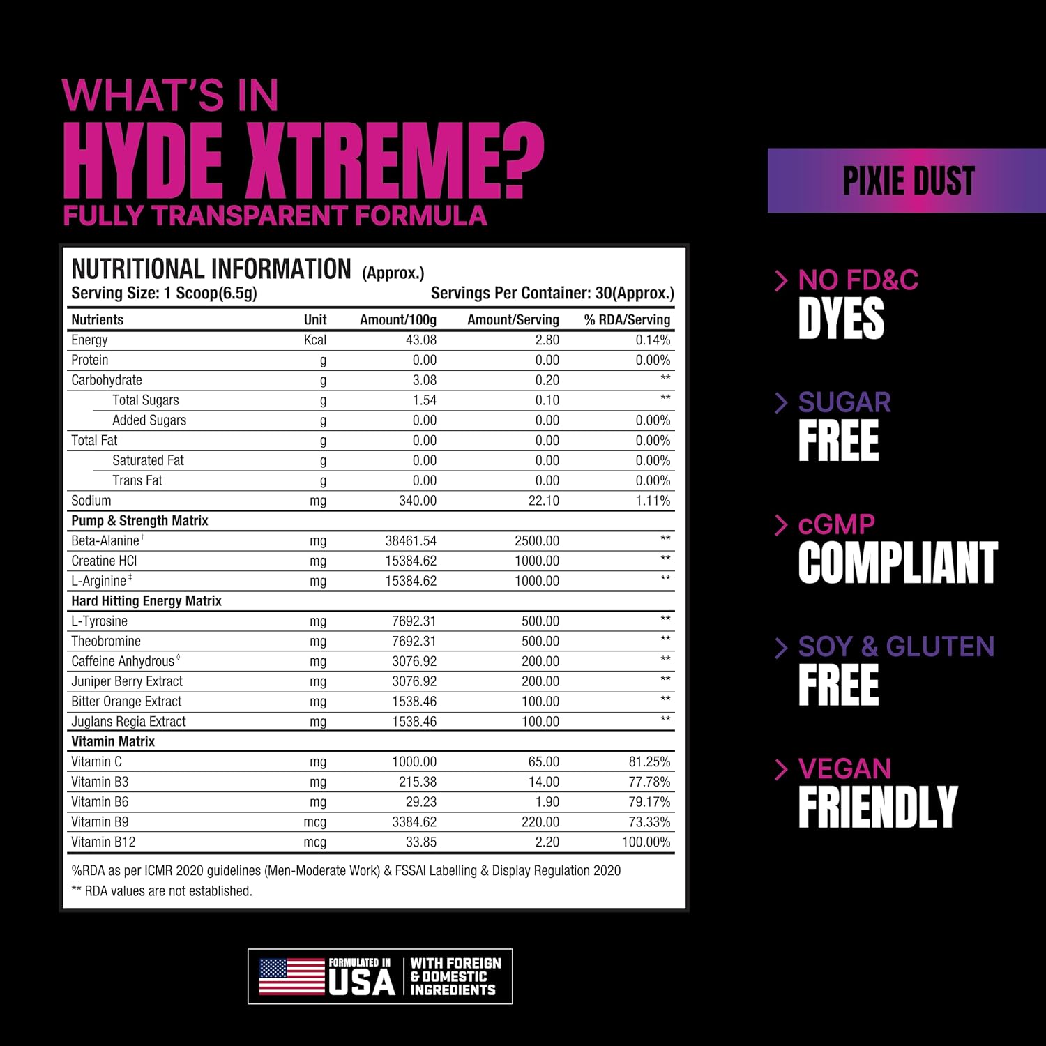 Prosupps Hyde Xtreme Hard Hitting Energy Pre Workout 30servings