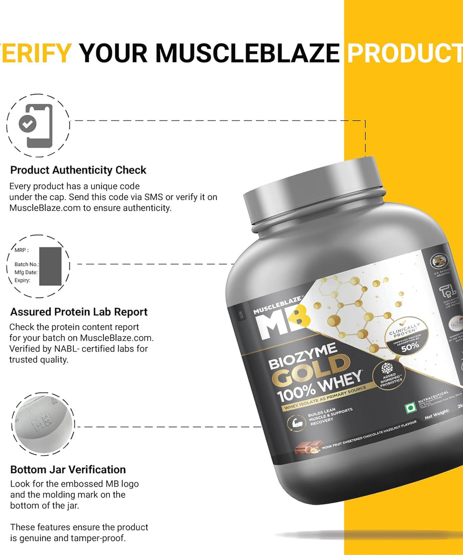 MuscleBlaze Biozyme Gold 100% Whey 2kg