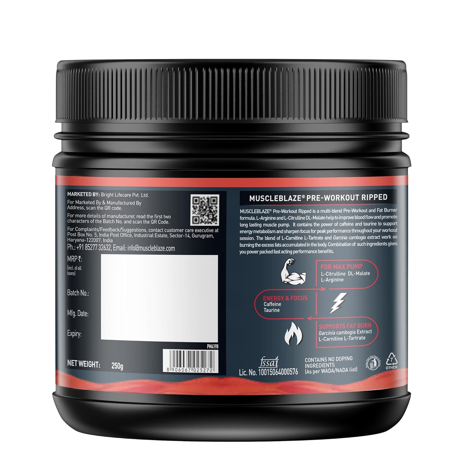 MuscleBlaze Pre-Workout Ripped 250g