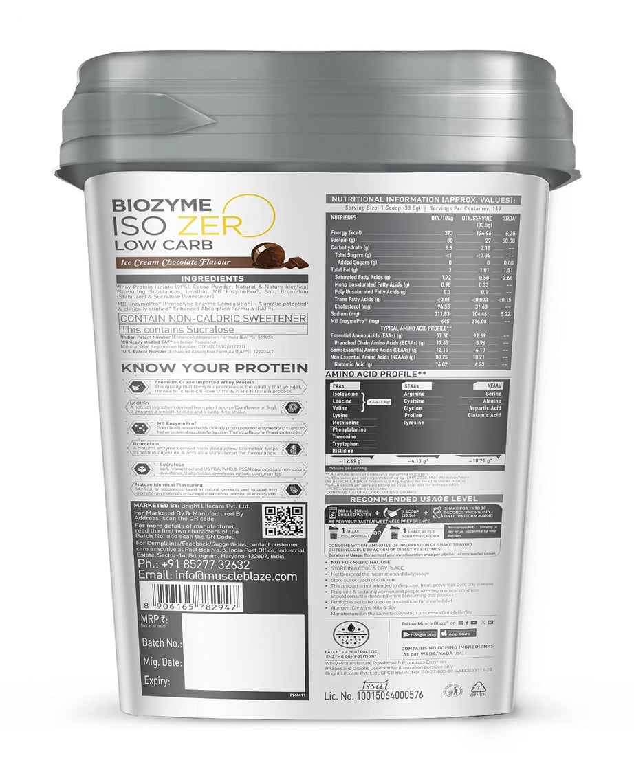 Muscleblaze Biozyme Iso Zero Low Carb Ice Cream 4kg