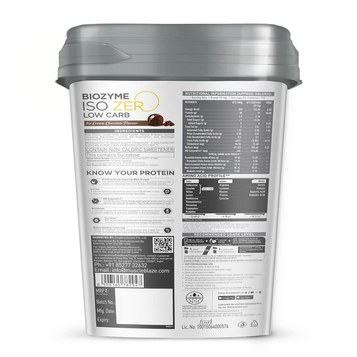 Muscleblaze Biozyme Iso Zero Low Carb Ice Cream 4kg