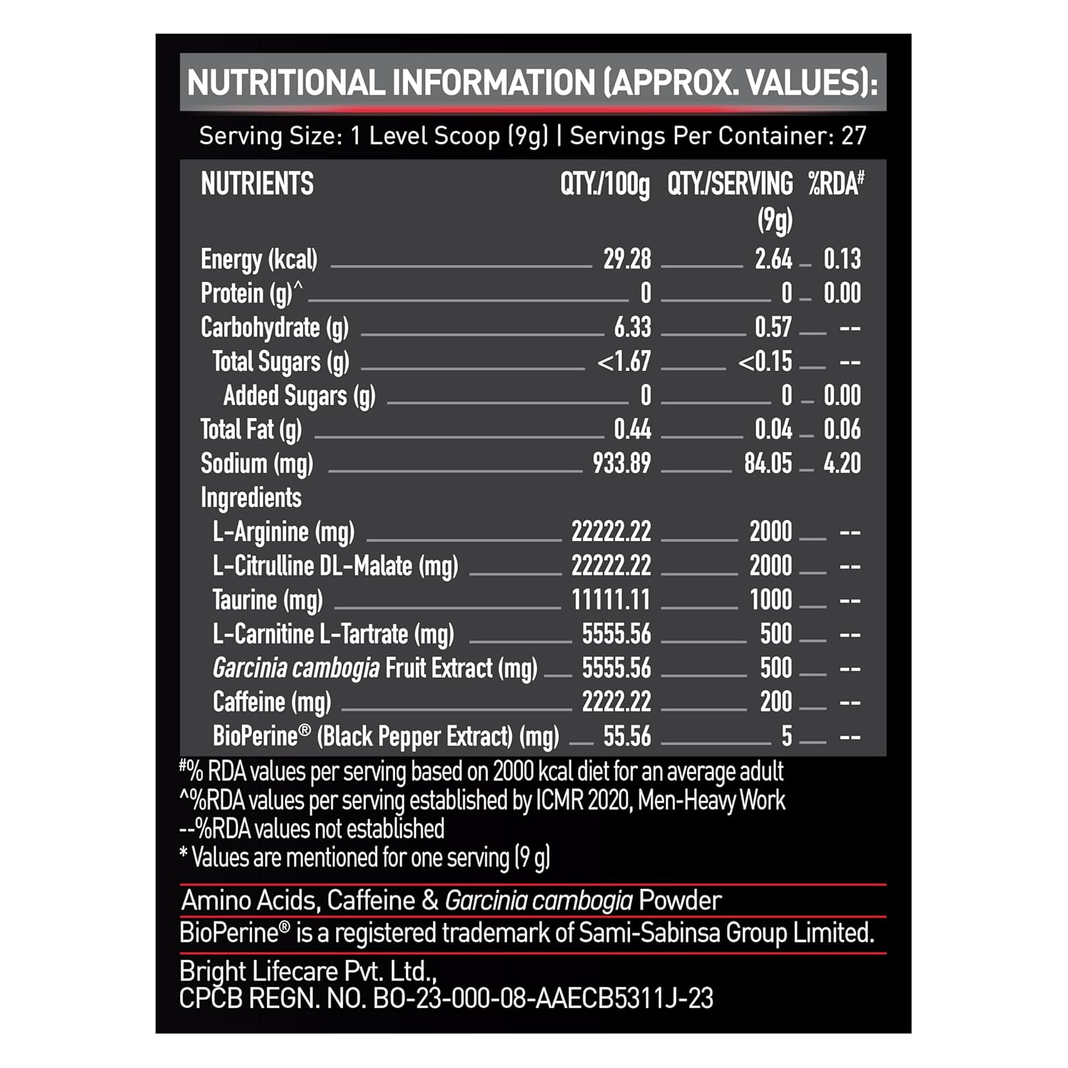 MuscleBlaze Pre-Workout Ripped 250g