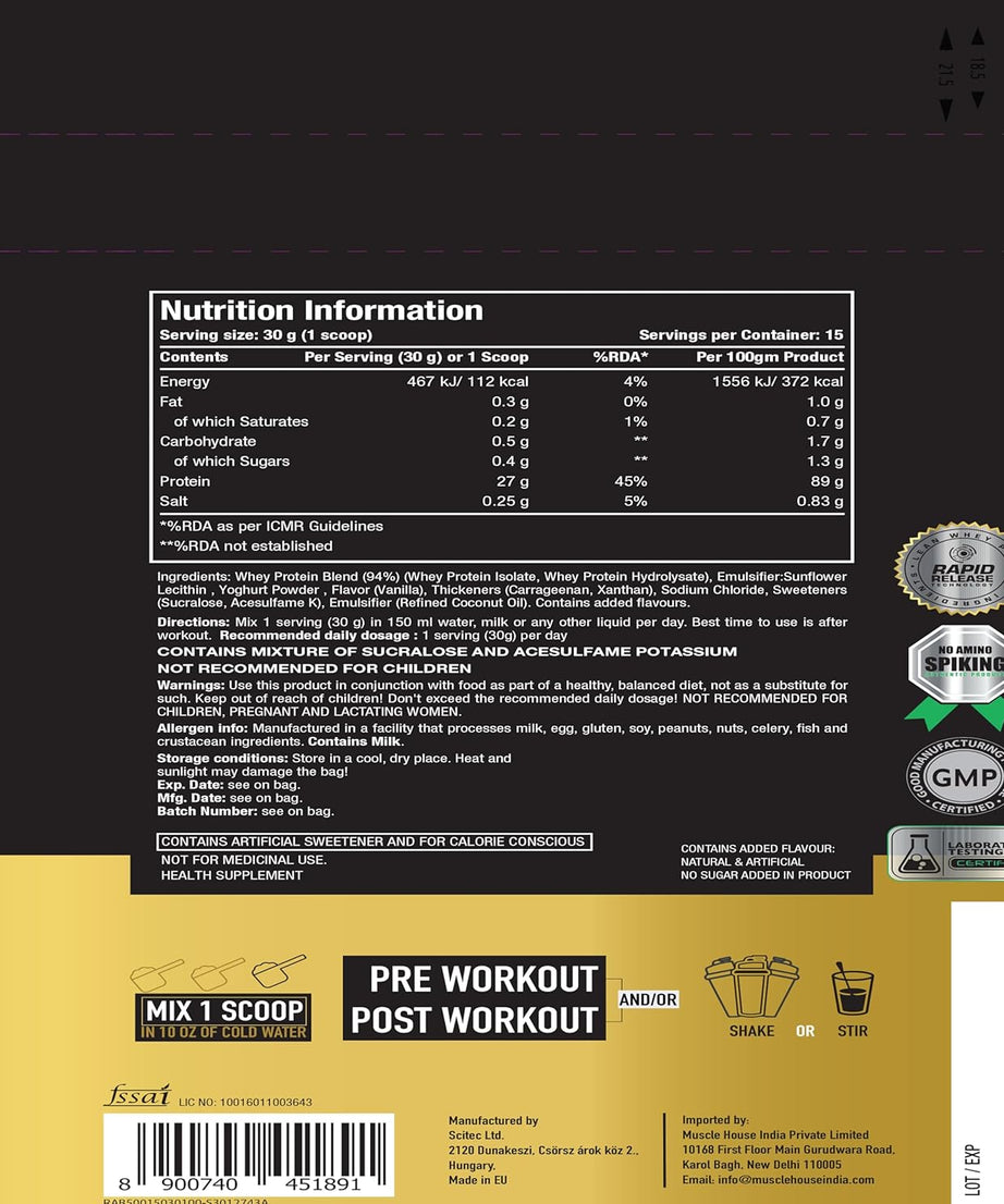 One Science Nutriton 100% Premium Whey Protein 454g