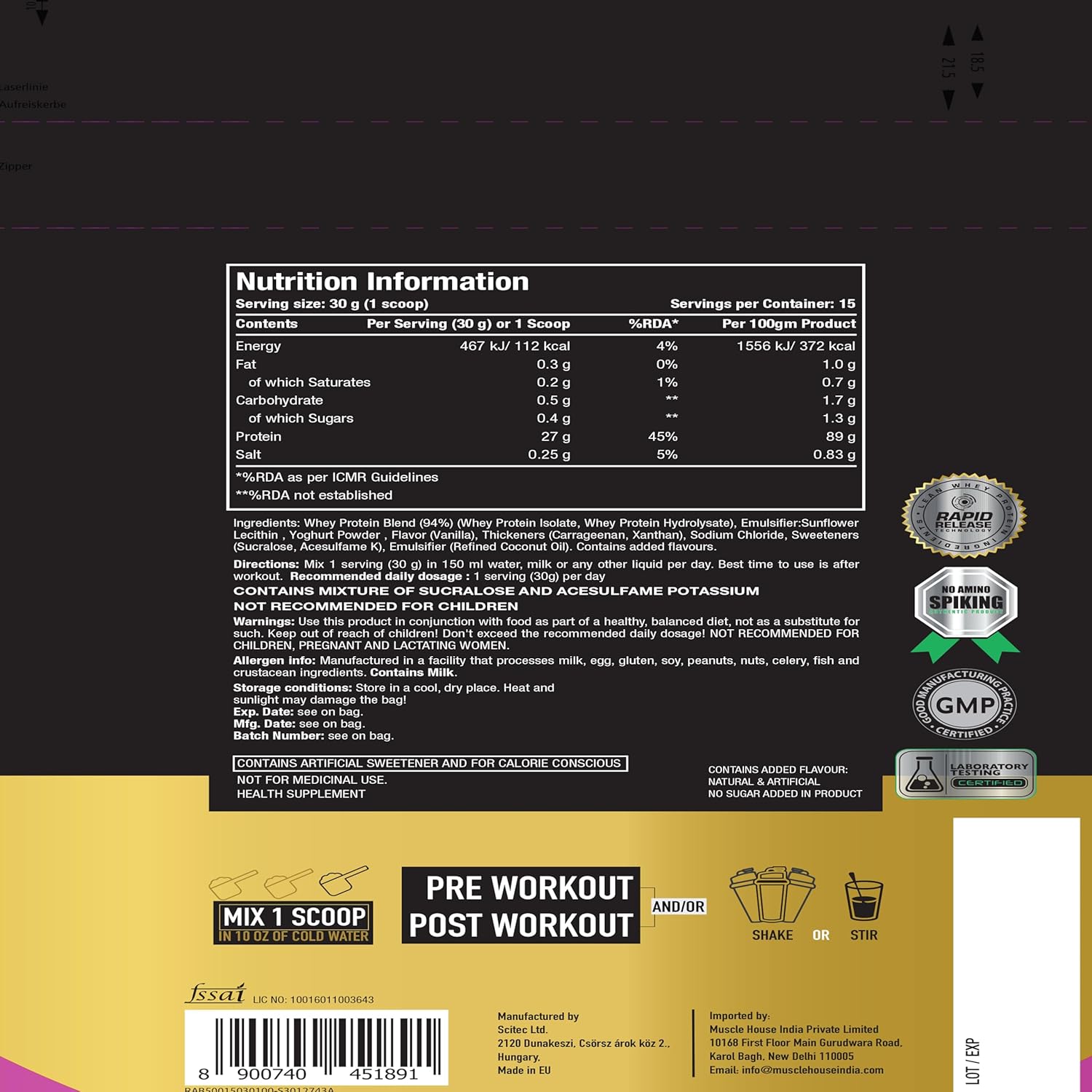 One Science Nutriton 100% Premium Whey Protein 454g