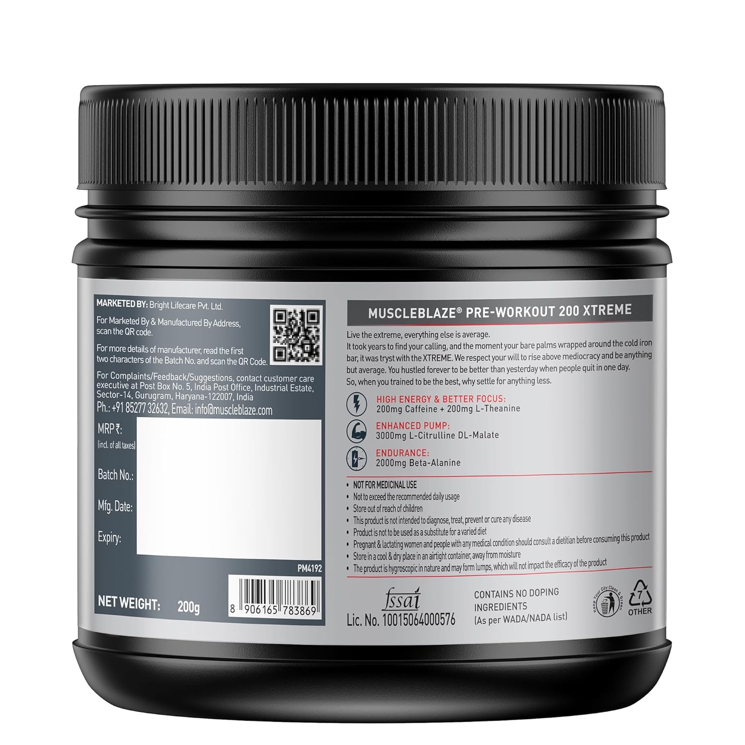 MuscleBlaze Pre-Workout 200 Xtreme 200g