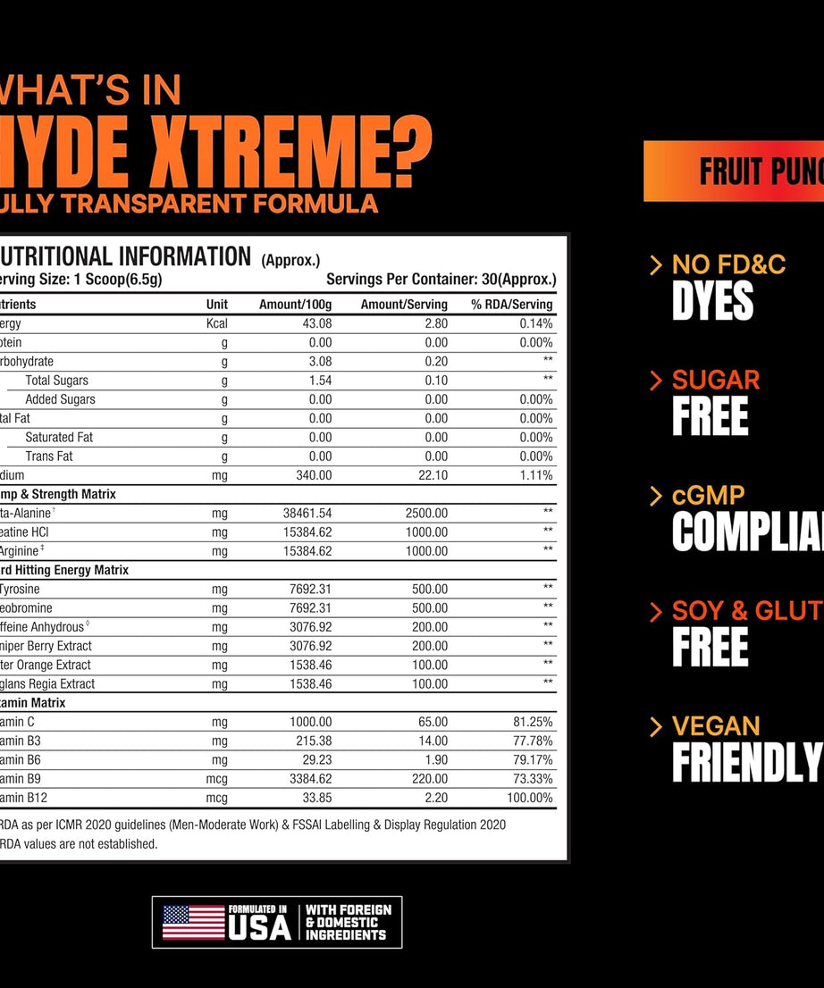 Prosupps Hyde Xtreme Hard Hitting Energy Pre Workout 30servings