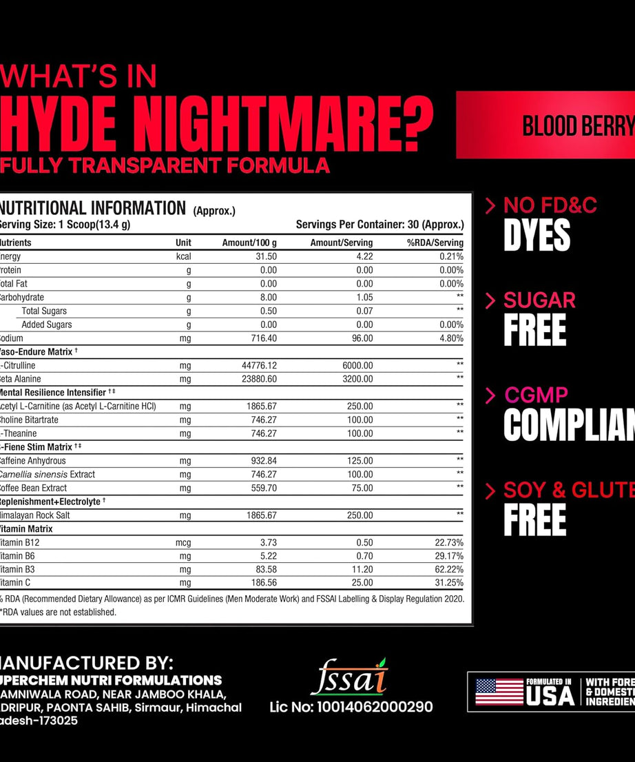 Prosupps Mr Hyde Xtreme Nightmare Pre-Workout 402g