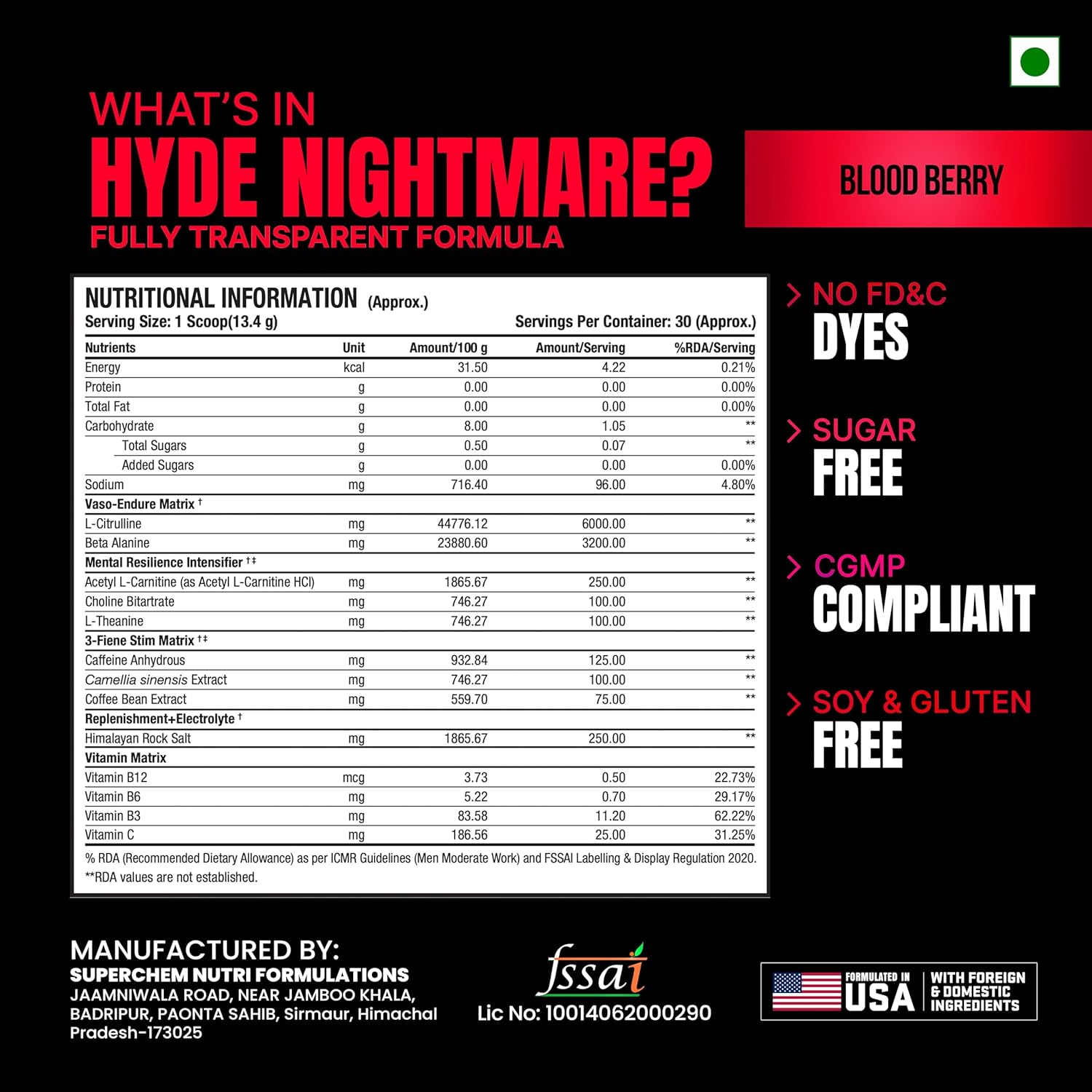 Prosupps Mr Hyde Xtreme Nightmare Pre-Workout 402g