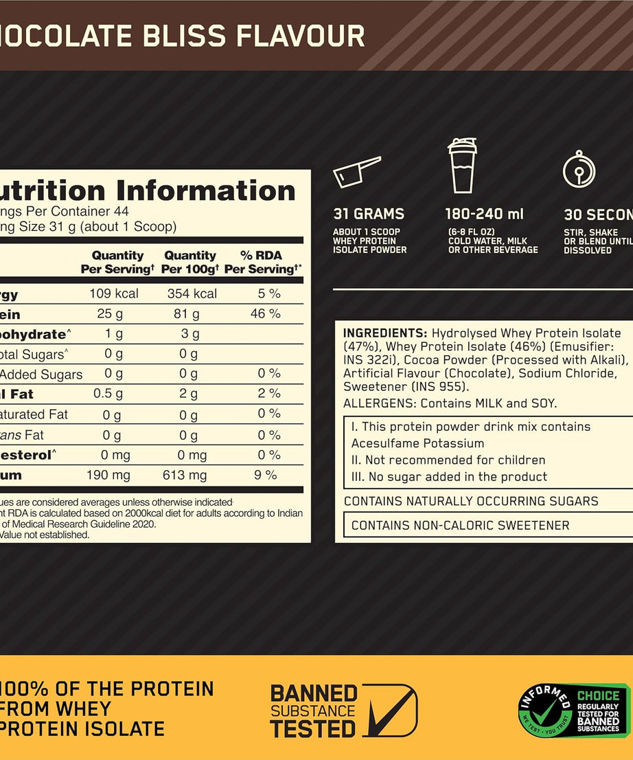 Optimum Nutrition Gold Standard 100% Isolate 1.36kg