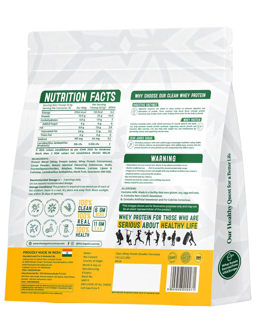 The Organic Cosmos Clean Whey Protein Isolate & Concentrate Double 1kg