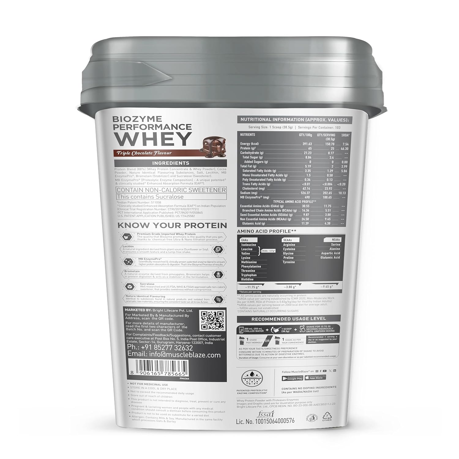 MuscleBlaze Biozyme Performance Whey 4kg