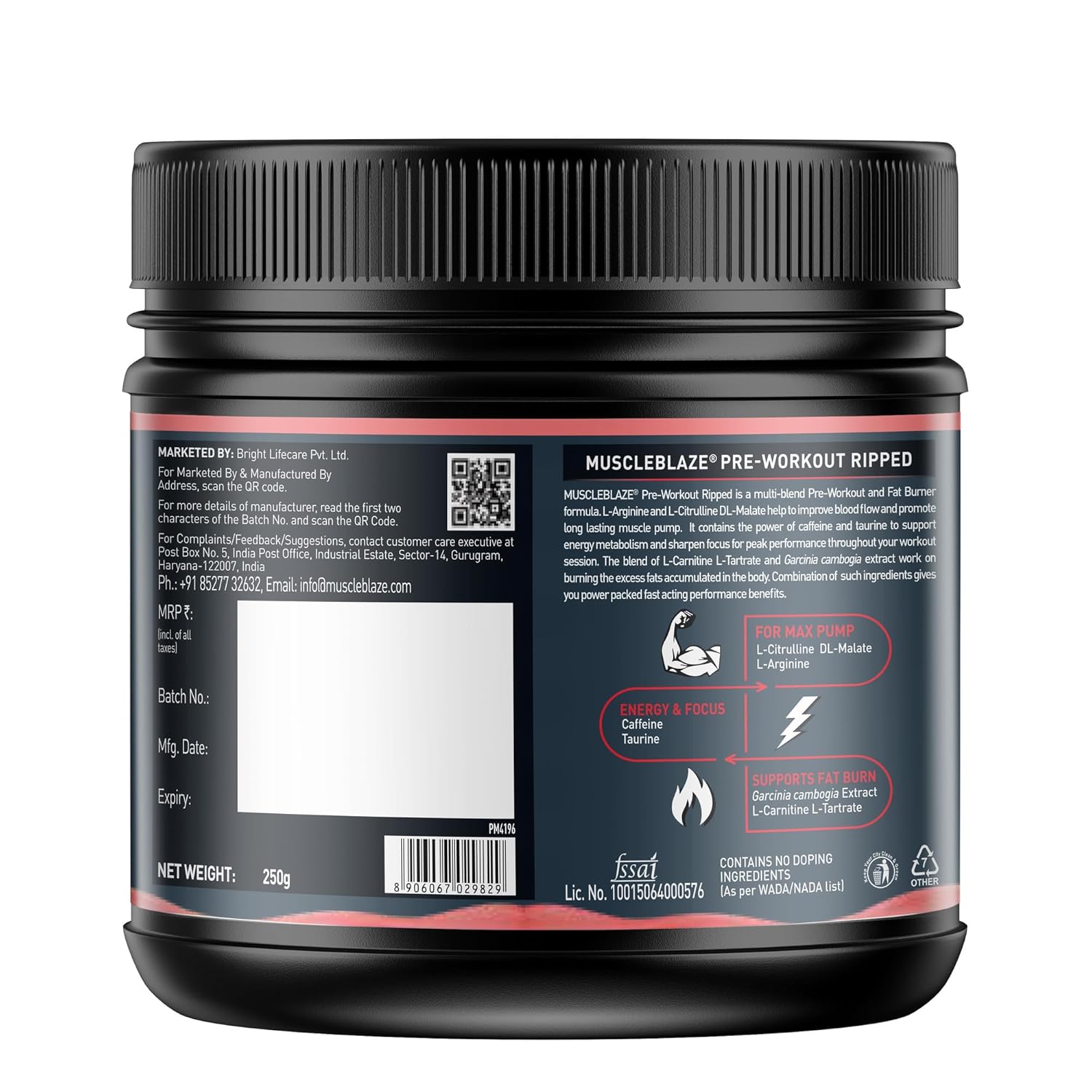 MuscleBlaze Pre-Workout Ripped 250g