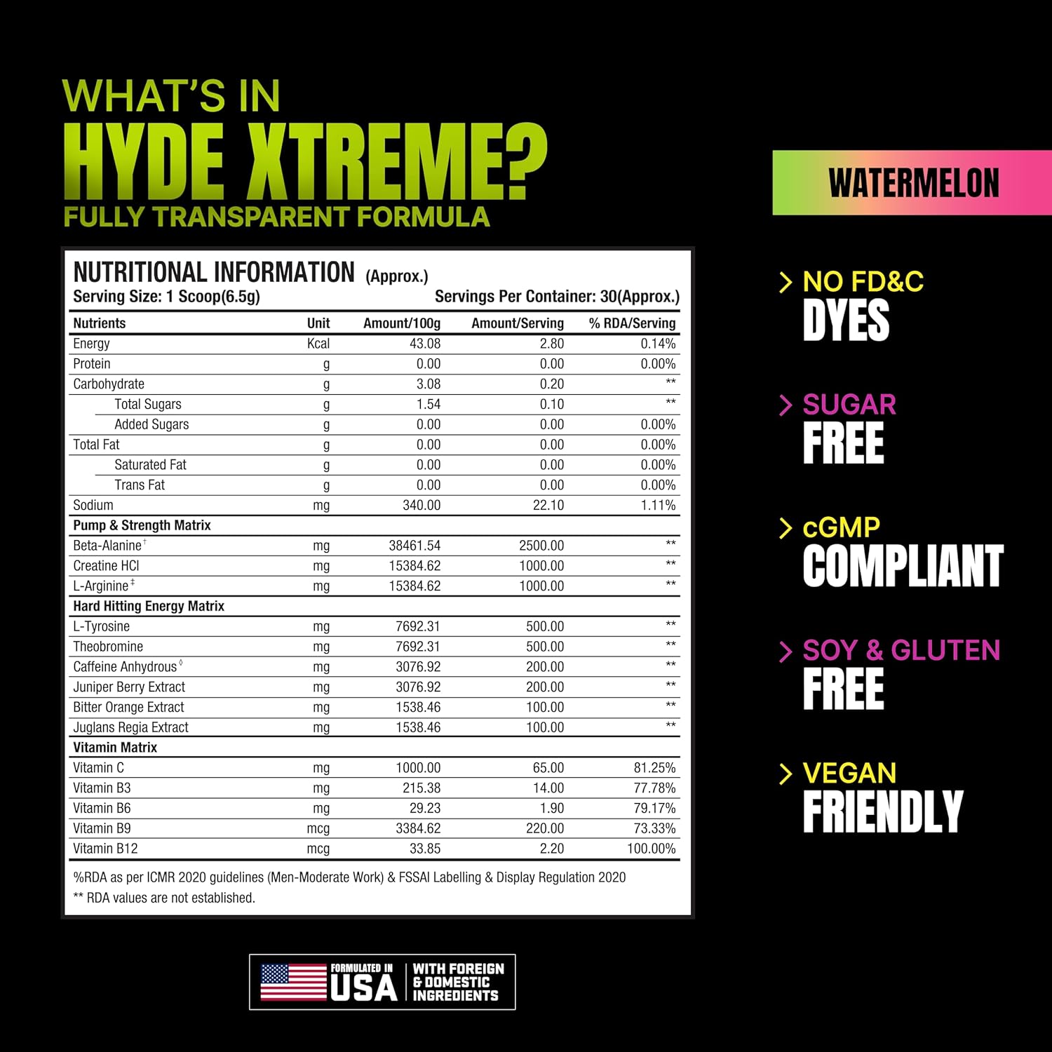 Prosupps Hyde Xtreme Hard Hitting Energy Pre Workout 30servings