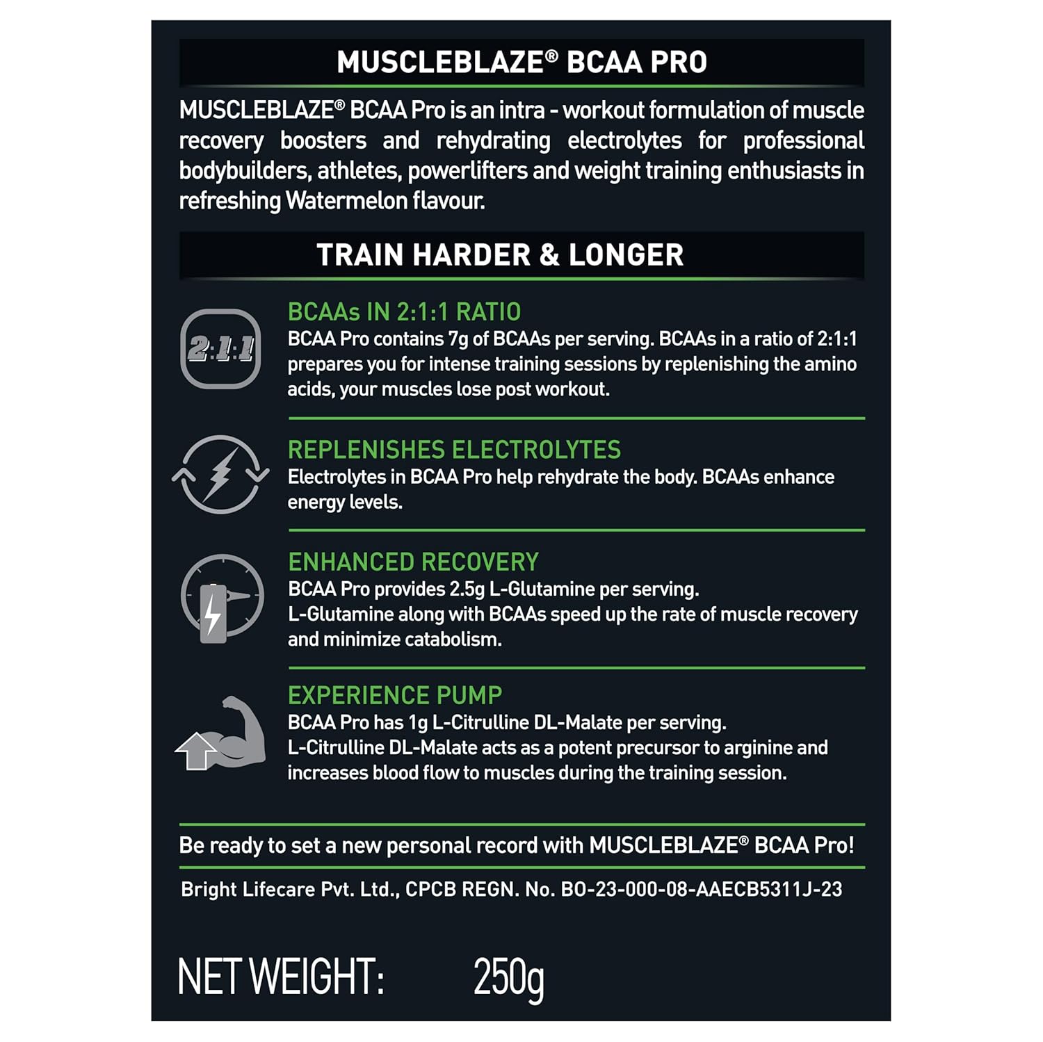 Muscleblaze Bcaa Pro Watermelon Flavour 250g