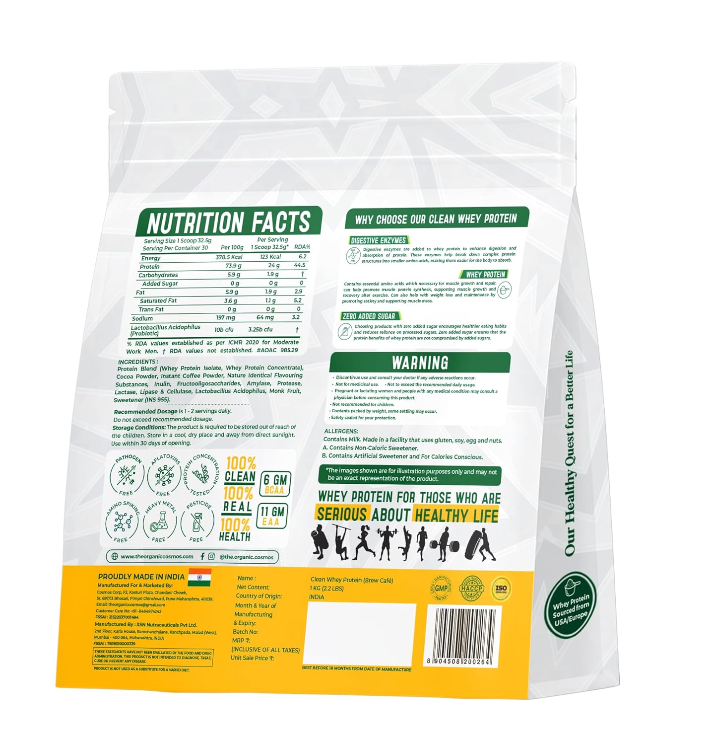 The Organic Cosmos Clean Whey Protein Isolate & Concentrate 1kg