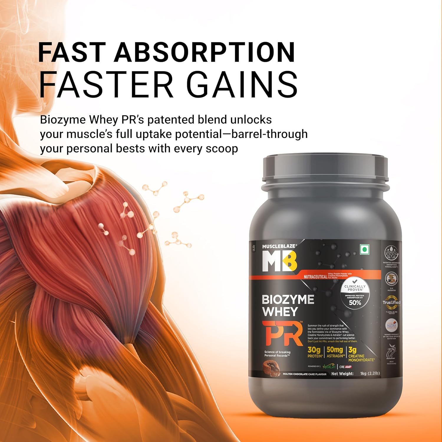 MuscleBlaze Biozyme Whey PR 1kg