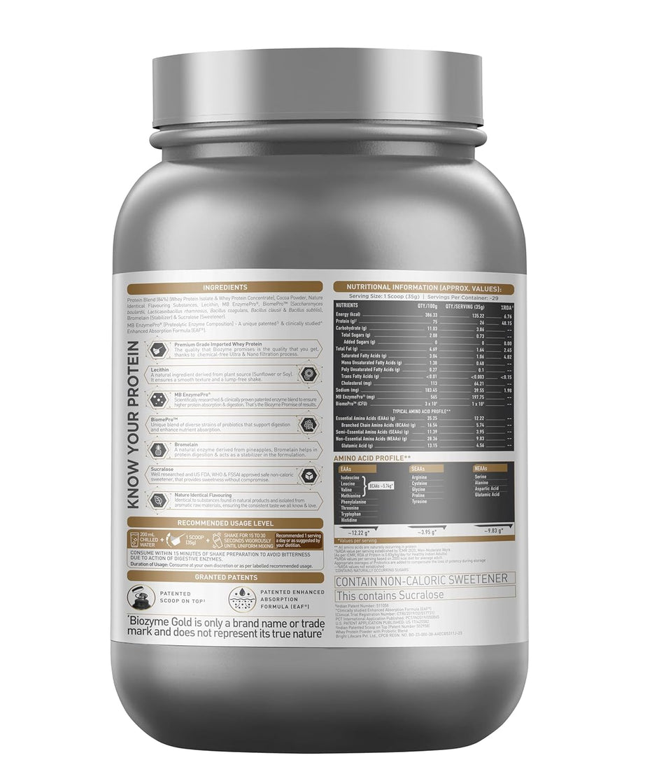 MuscleBlaze Biozyme Gold 100% Whey 1kg