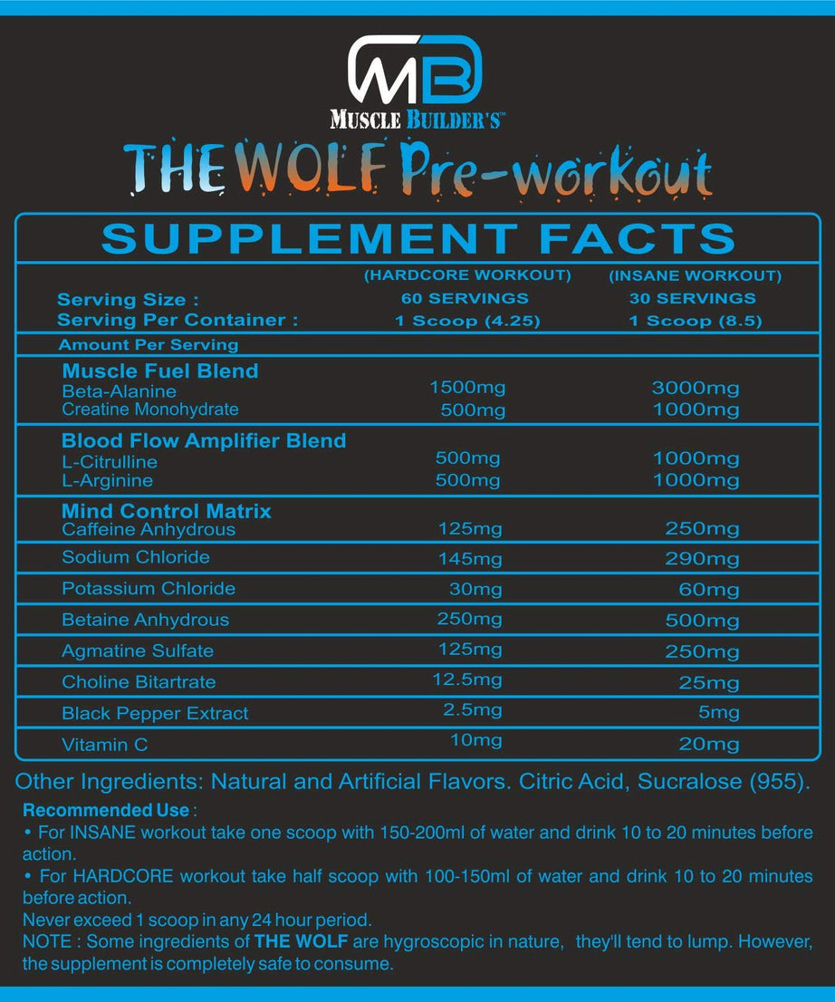 Muscle Builder's The Wolf Pre Workout 255g