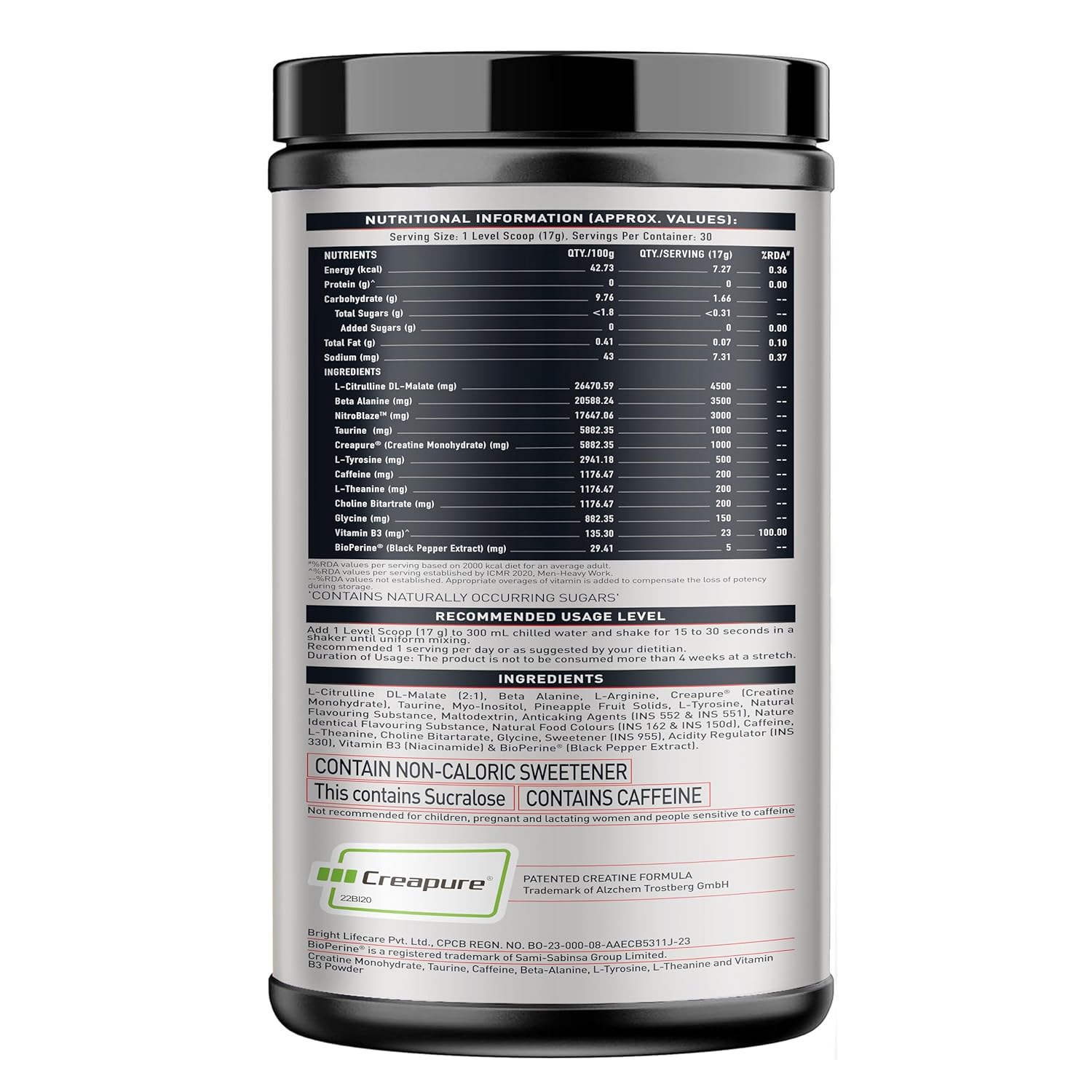 MuscleBlaze Wrathx Pre workout Fruit Fury Flavour 510g