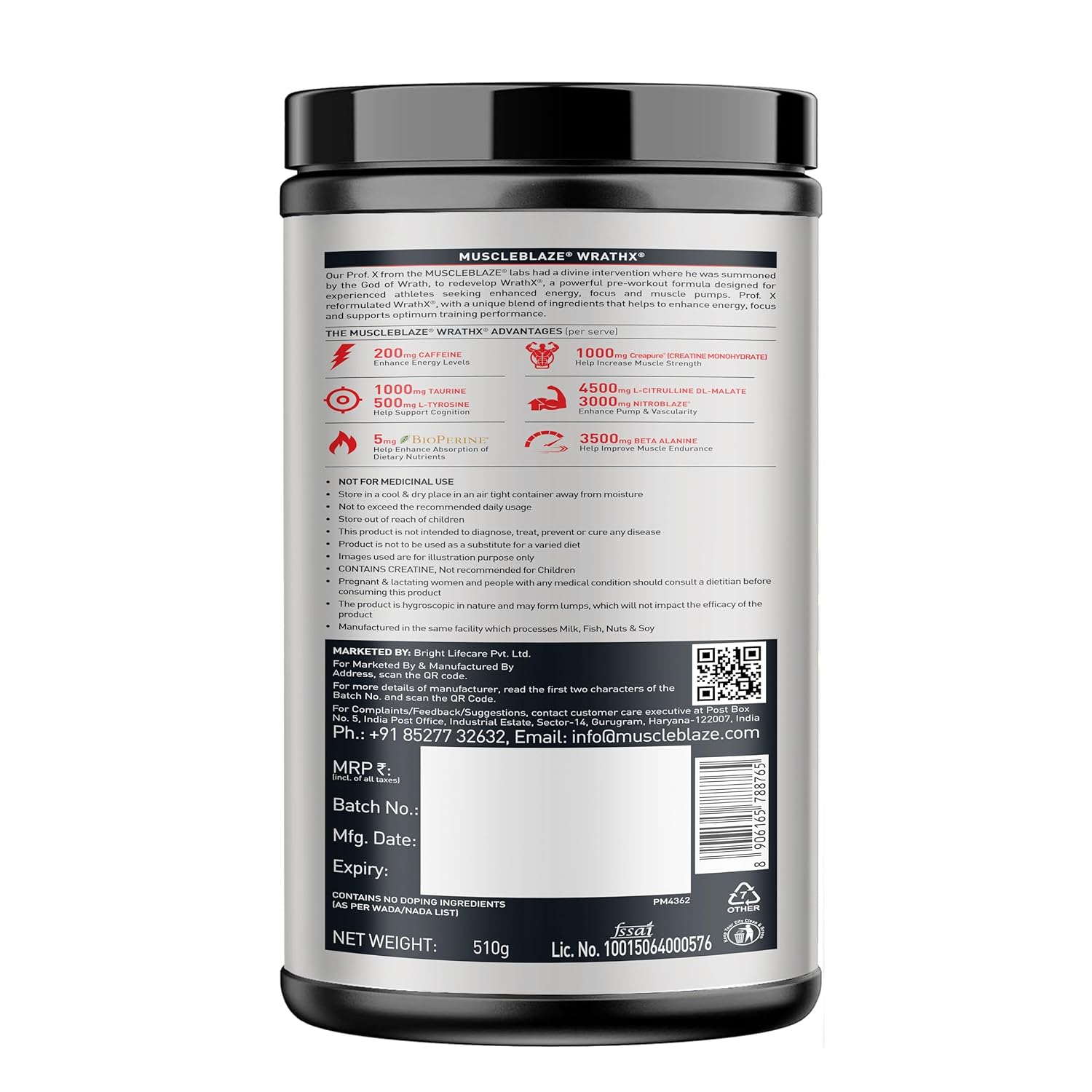 MB Wrathx Pre workout 510g