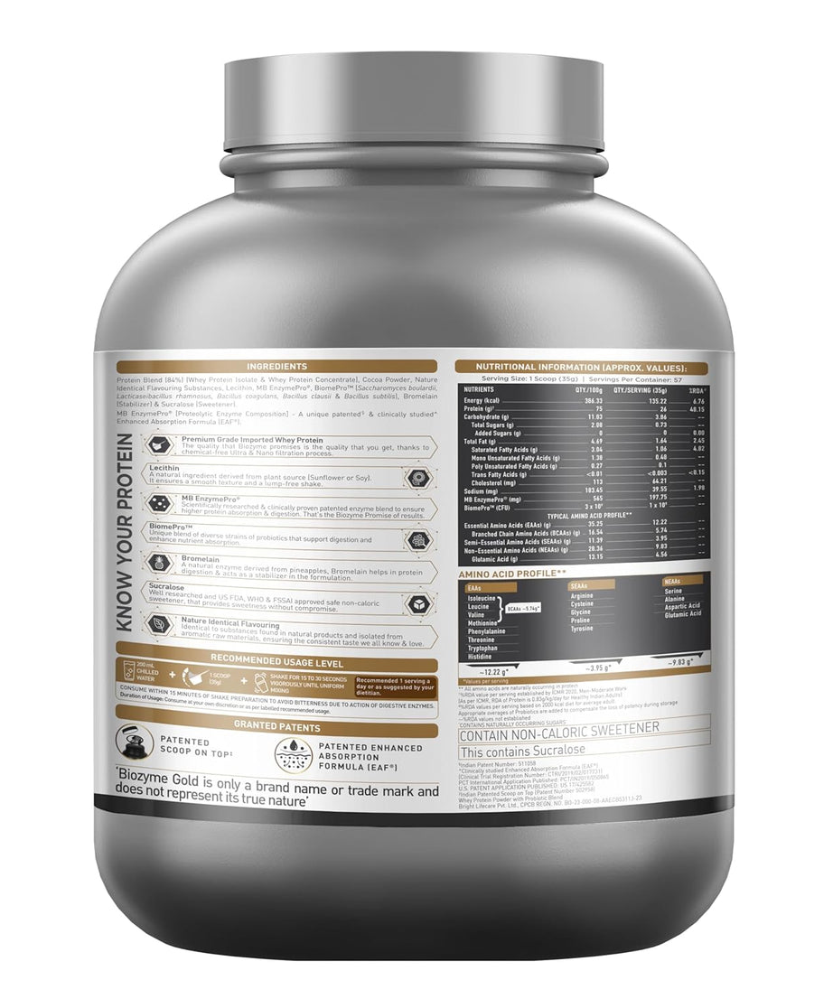 MuscleBlaze Biozyme Gold 100% Whey 2kg