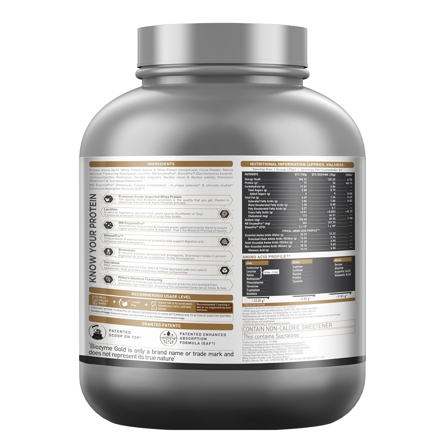 MuscleBlaze Biozyme Gold 100% Whey 2kg