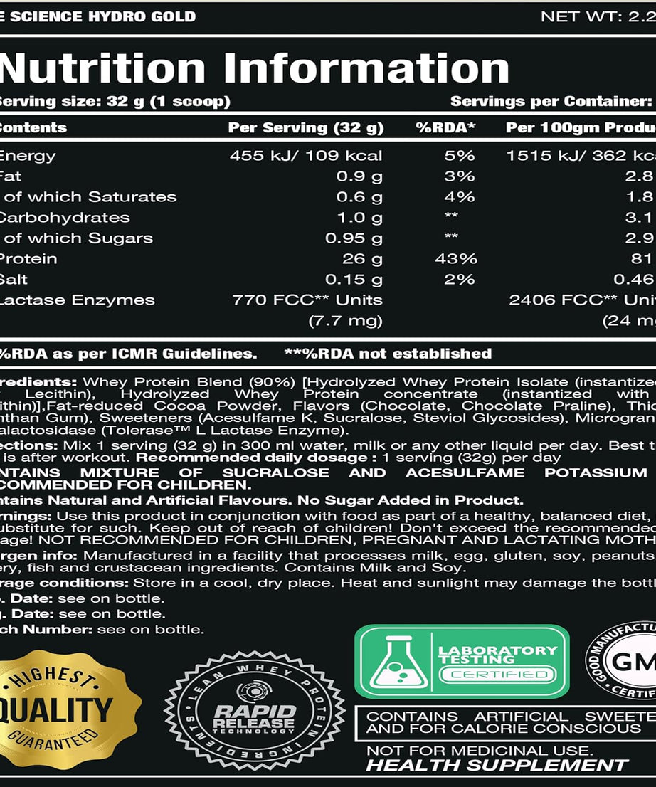 One science nutrition Hydro gold 2.27kg