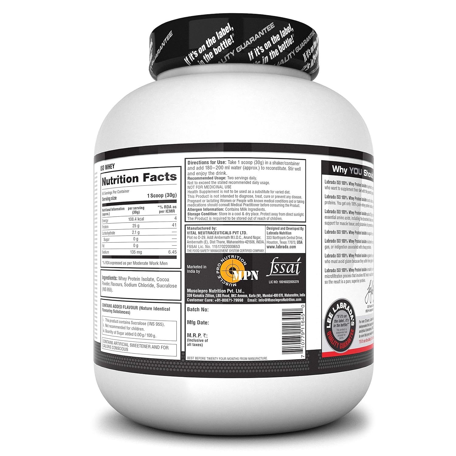 Labrada ISO Whey 100% Whey Protein Isolate 2kg